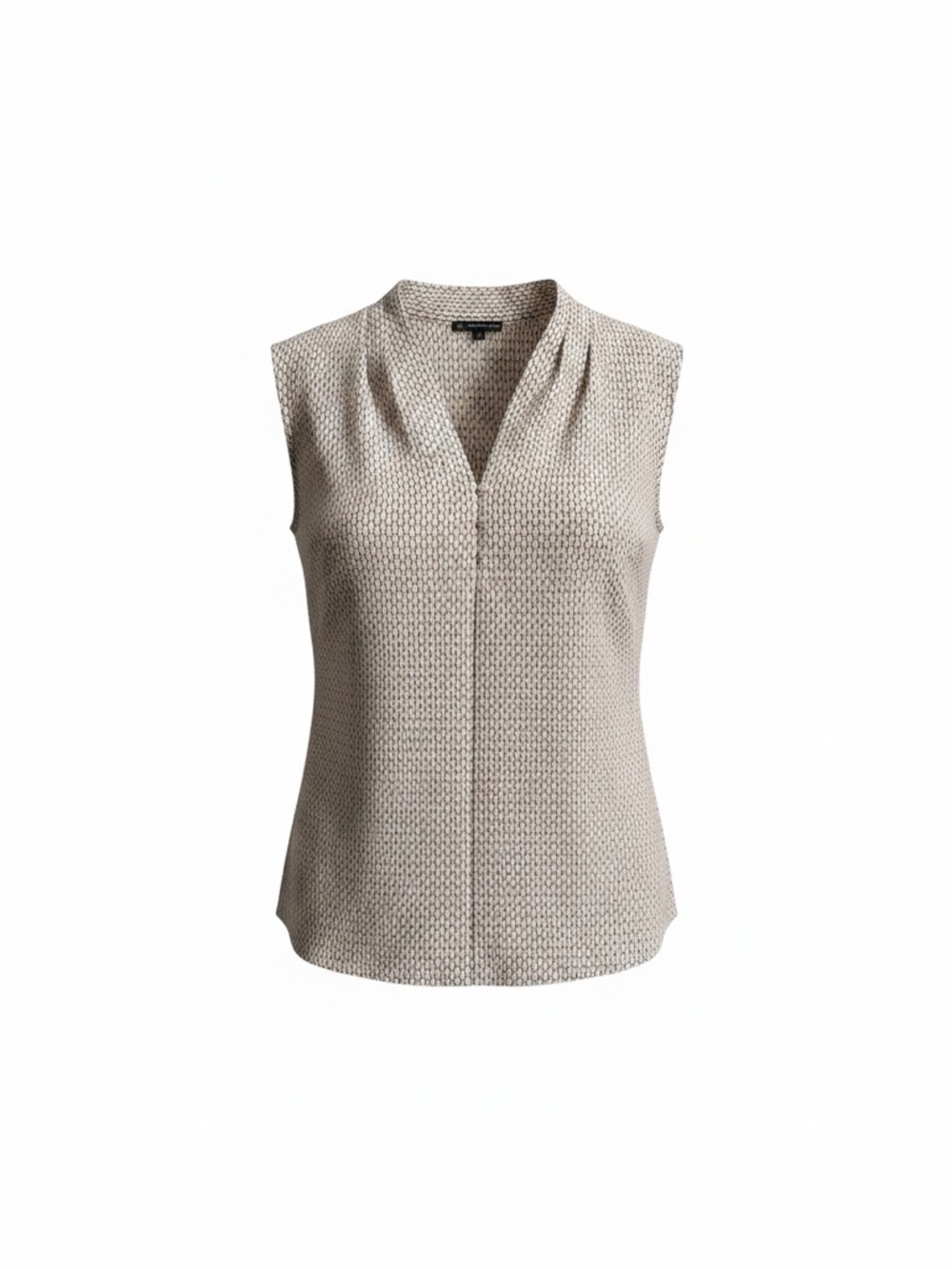 Adrianna Papell Sleeveless V-Neck Geometric Print Blouse - Beige Pink XL